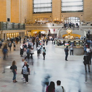 people in a train station